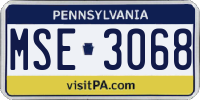 PA license plate MSE3068