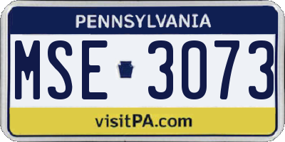 PA license plate MSE3073