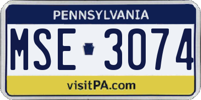 PA license plate MSE3074