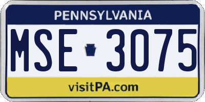 PA license plate MSE3075