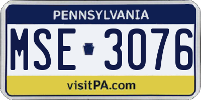 PA license plate MSE3076