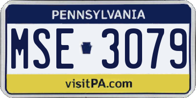 PA license plate MSE3079