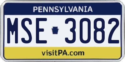 PA license plate MSE3082