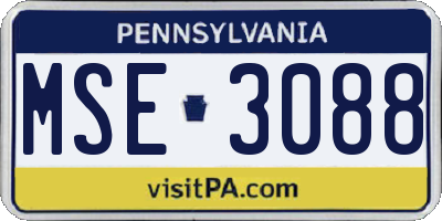 PA license plate MSE3088