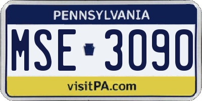 PA license plate MSE3090