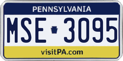 PA license plate MSE3095