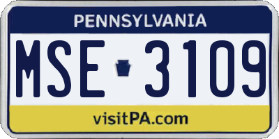 PA license plate MSE3109