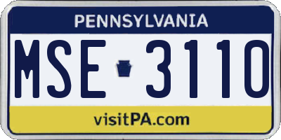 PA license plate MSE3110