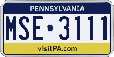 PA license plate MSE3111