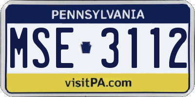 PA license plate MSE3112