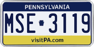 PA license plate MSE3119