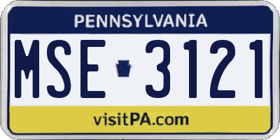 PA license plate MSE3121