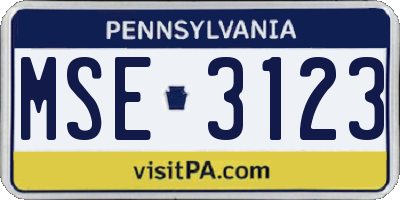 PA license plate MSE3123