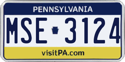 PA license plate MSE3124