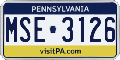 PA license plate MSE3126