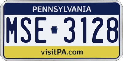 PA license plate MSE3128