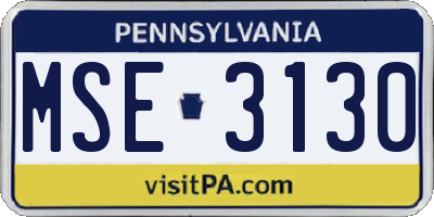 PA license plate MSE3130