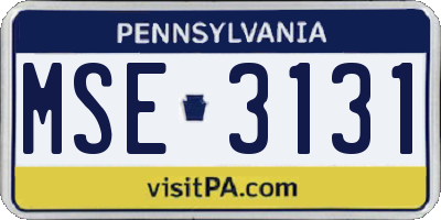 PA license plate MSE3131