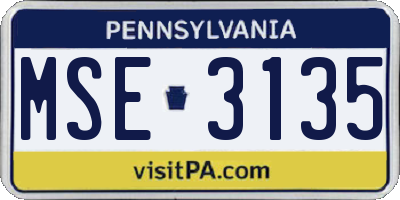 PA license plate MSE3135