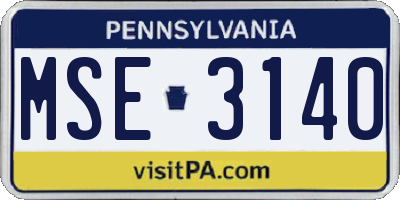 PA license plate MSE3140