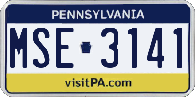 PA license plate MSE3141