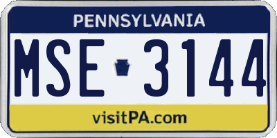 PA license plate MSE3144