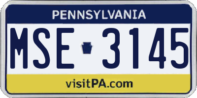 PA license plate MSE3145