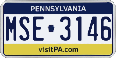 PA license plate MSE3146