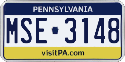 PA license plate MSE3148