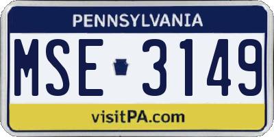 PA license plate MSE3149