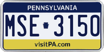 PA license plate MSE3150