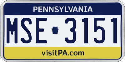 PA license plate MSE3151