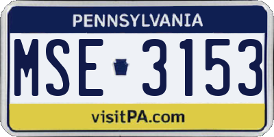 PA license plate MSE3153