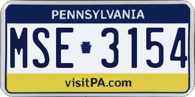 PA license plate MSE3154