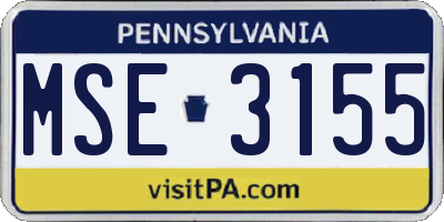PA license plate MSE3155