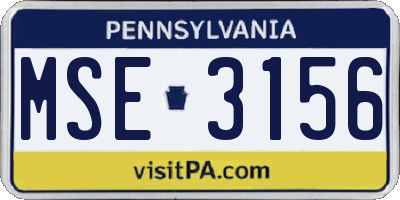 PA license plate MSE3156