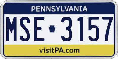 PA license plate MSE3157