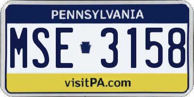 PA license plate MSE3158