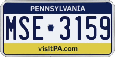 PA license plate MSE3159