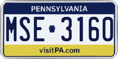 PA license plate MSE3160