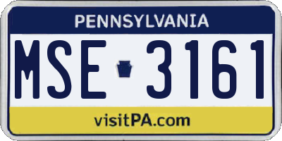 PA license plate MSE3161