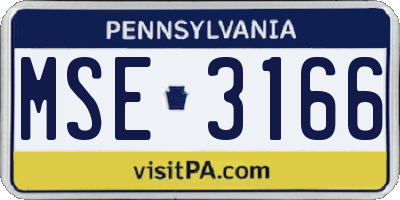 PA license plate MSE3166