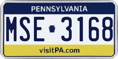 PA license plate MSE3168