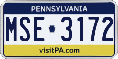 PA license plate MSE3172