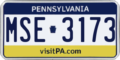 PA license plate MSE3173