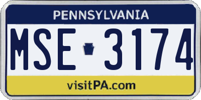 PA license plate MSE3174