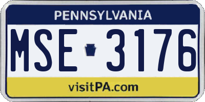 PA license plate MSE3176