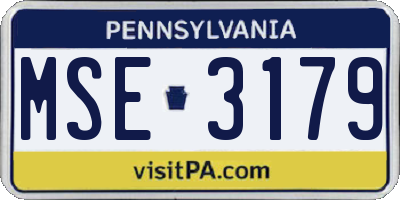 PA license plate MSE3179