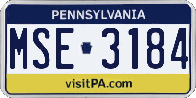 PA license plate MSE3184