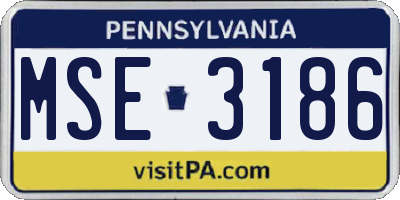 PA license plate MSE3186